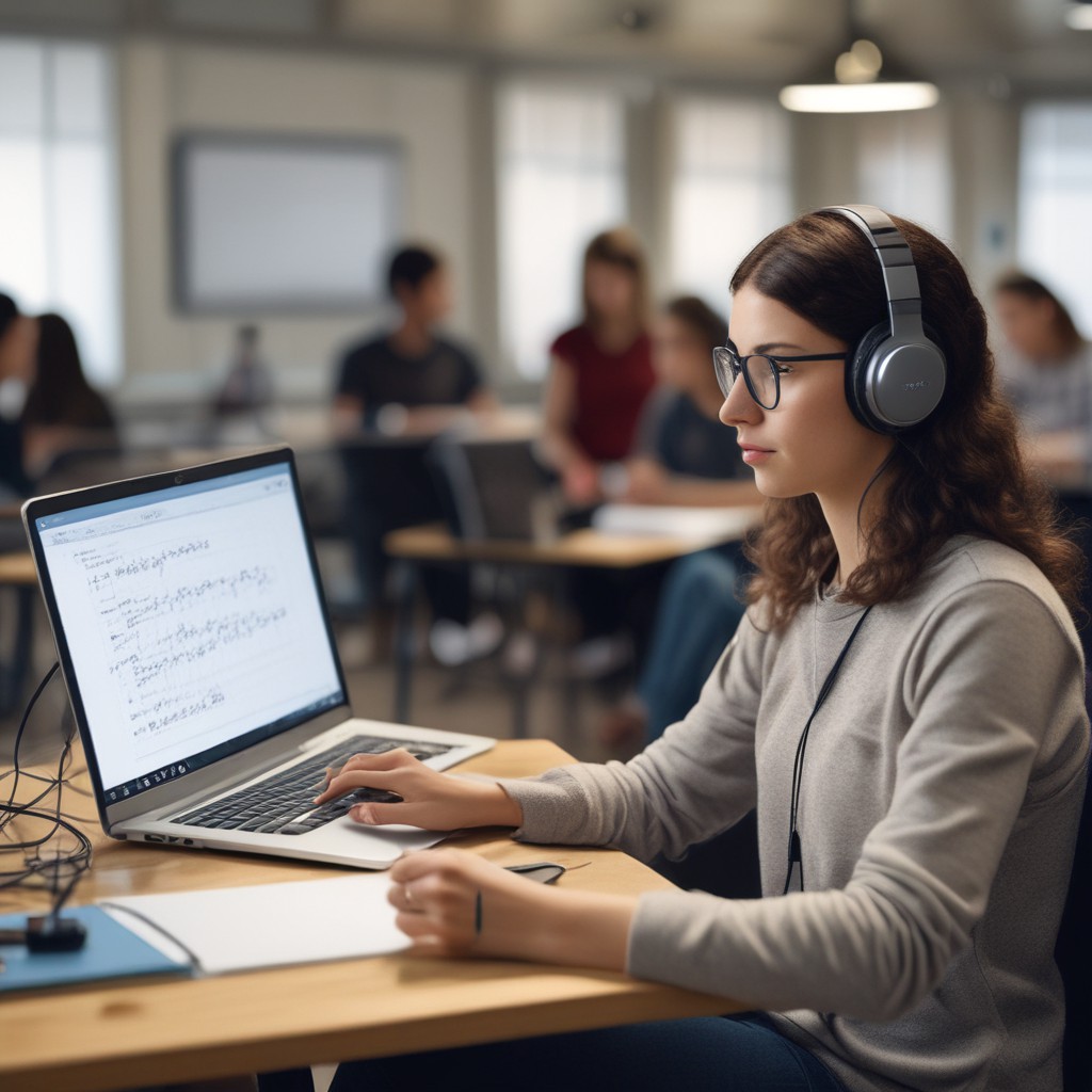 Student listening while ai writing notes Curio Blend